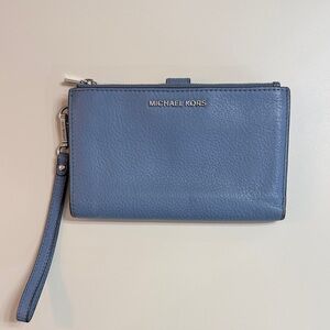 Michael Kors Slate Blue Leather Wristlet